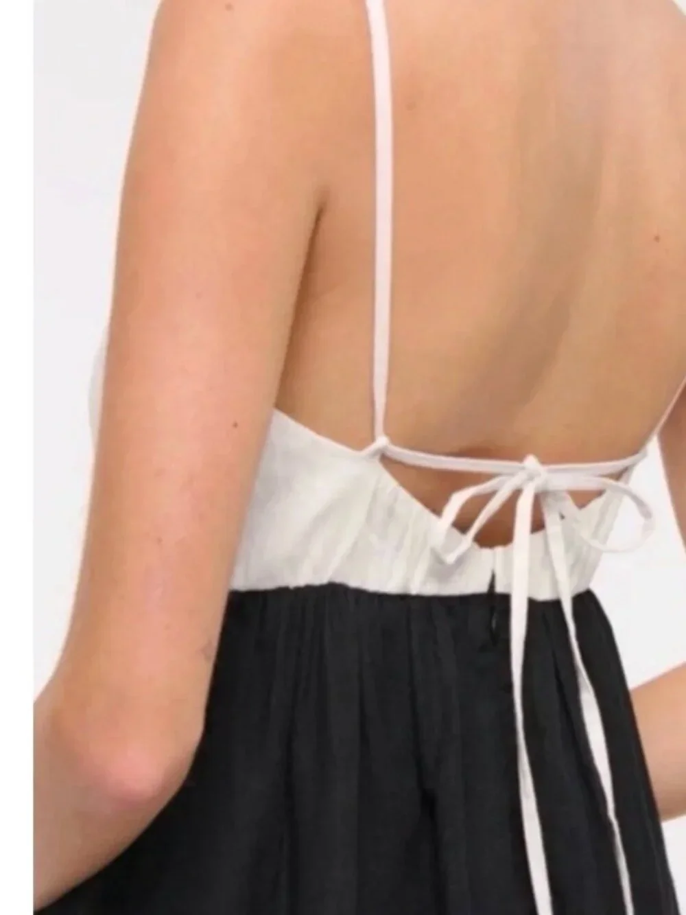 NWOT Abercrombie & Fitch Women’s Tie-Back  Maxi Dress Black & White Pocket